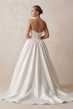Robe de mariée blanc courte bustier sans manches à corset - Harana
