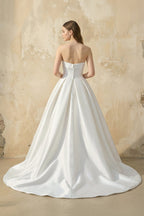 Robe de mariée blanc longue bustier avec nœud satinée - Harana