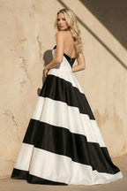 Robe longue black & white satinée bustier - Harana