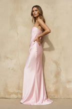 Robe longue satinée bustier - Harana