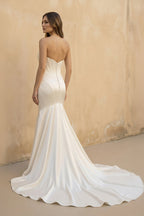 Robe de mariée ivoire satinée coupe sirène bustier avec corset - Harana