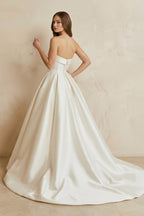 Robe de mariée ivoire longue bustier sans manches plissée - Harana