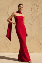 Robe longue rouge bustier - Harana