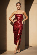 Robe midi pailletée bustier - Harana