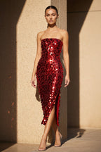 Robe midi pailletée bustier - Harana