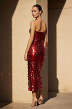Robe midi pailletée bustier - Harana