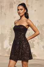 Robe courte noir pailletée bustier - Harana