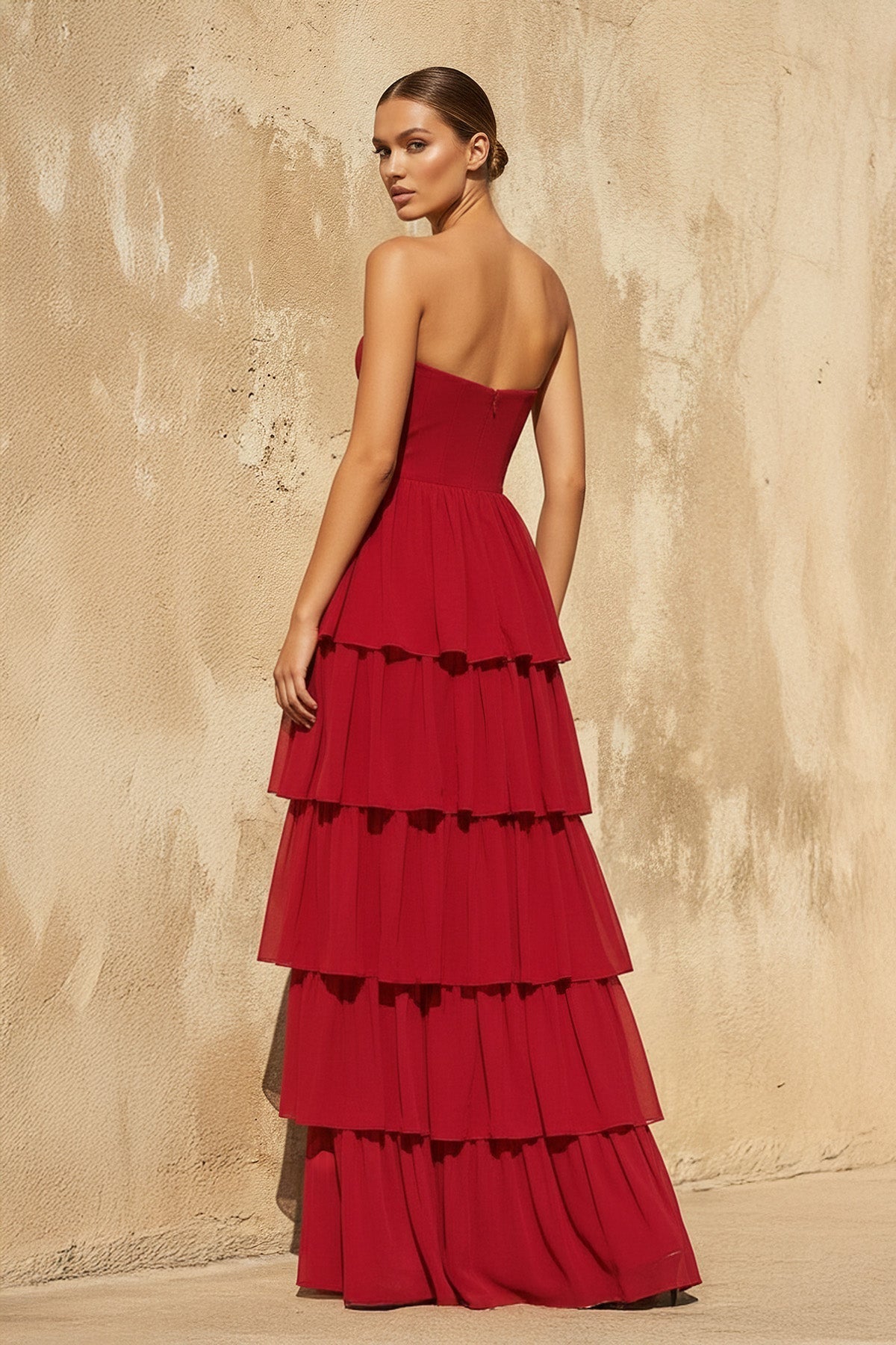 Robe longue rouge bustier - Harana