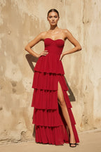 Robe longue rouge bustier - Harana