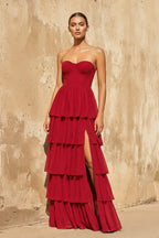 Robe longue rouge bustier - Harana