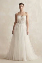 Robe de mariée ivoire trapèze en tulle bustier sans manches - Harana