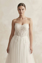 Robe de mariée ivoire trapèze en tulle bustier sans manches - Harana
