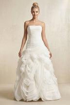 Robe de mariée blanche trapèze en tulle bustier sans manches - Harana