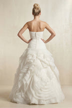 Robe de mariée blanche trapèze en tulle bustier sans manches - Harana