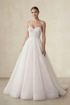 Robe de mariée ivoire longue bustier sans manches en tulle - Harana