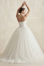 Robe de mariée ivoire trapèze en tulle bustier sans manches - Harana
