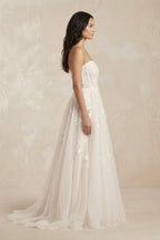 Robe de mariée ivoire trapèze en tulle bustier sans manches - Harana