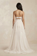 Robe de mariée ivoire trapèze en tulle bustier sans manches - Harana