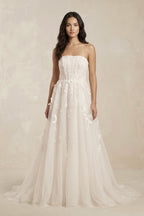 Robe de mariée ivoire trapèze en tulle bustier sans manches - Harana