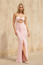 Robe longue bustier à volants - Harana