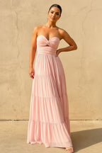 Robe longue rose poudré bustier - Harana
