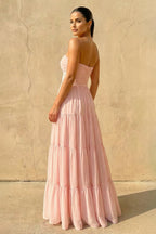 Robe longue rose poudré bustier - Harana