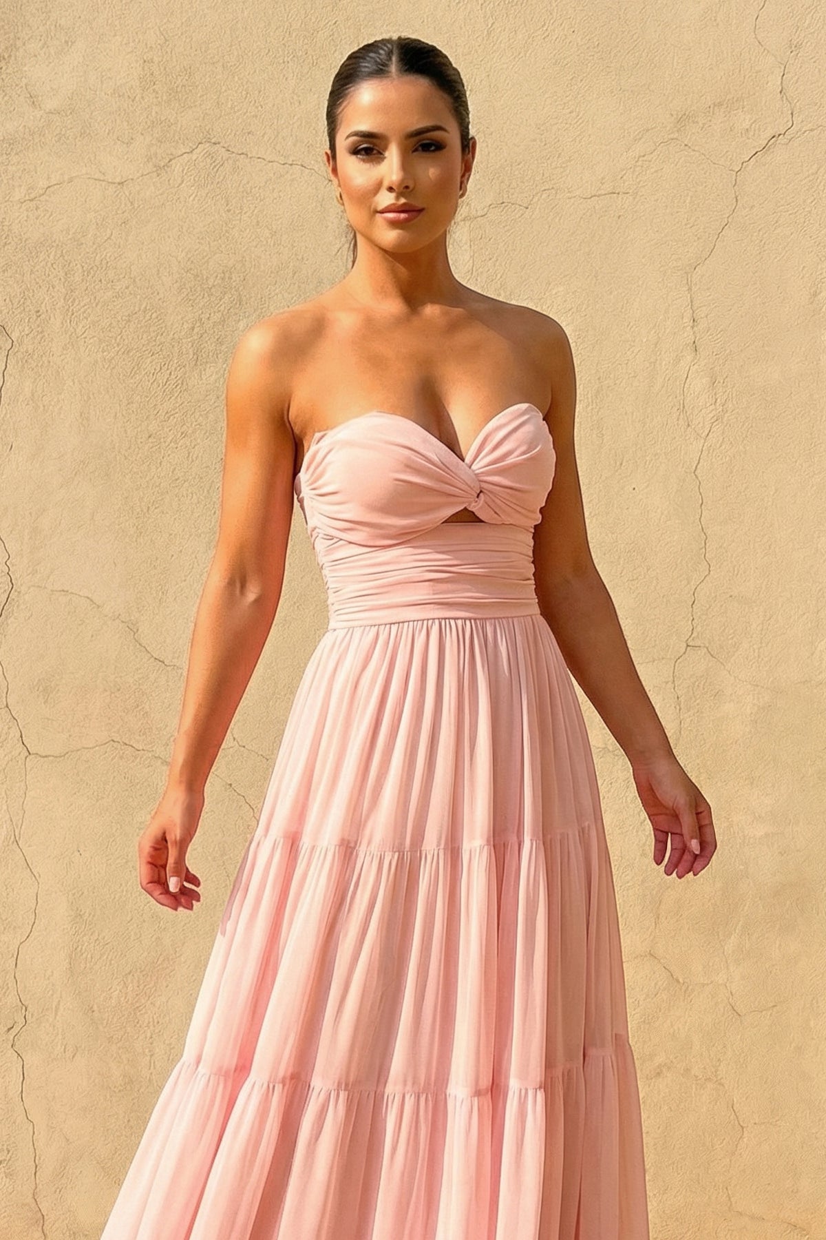 Robe longue rose poudré bustier - Harana