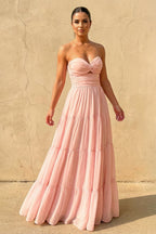Robe longue rose poudré bustier - Harana