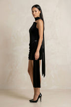 Robe courte noir en velours bustier - Harana