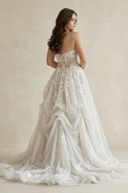 Robe de mariée ivoire trapèze en tulle décolleté cœur sans manches - Harana
