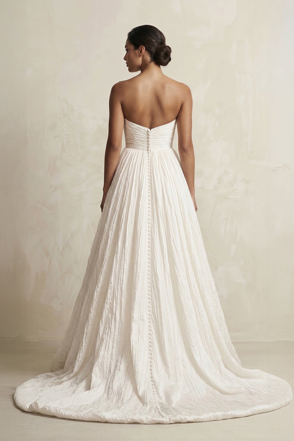 Robe de mariée ivoire courte sans manches plissée à corset - Harana