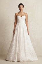Robe de mariée ivoire courte sans manches plissée à corset - Harana