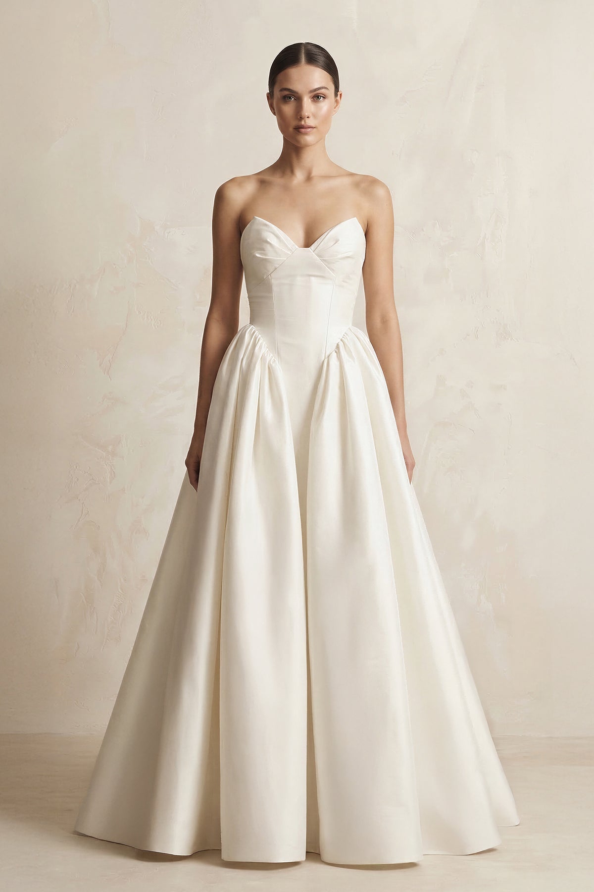 Robe de mariée ivoire courte sans manches à corset satinée - Harana