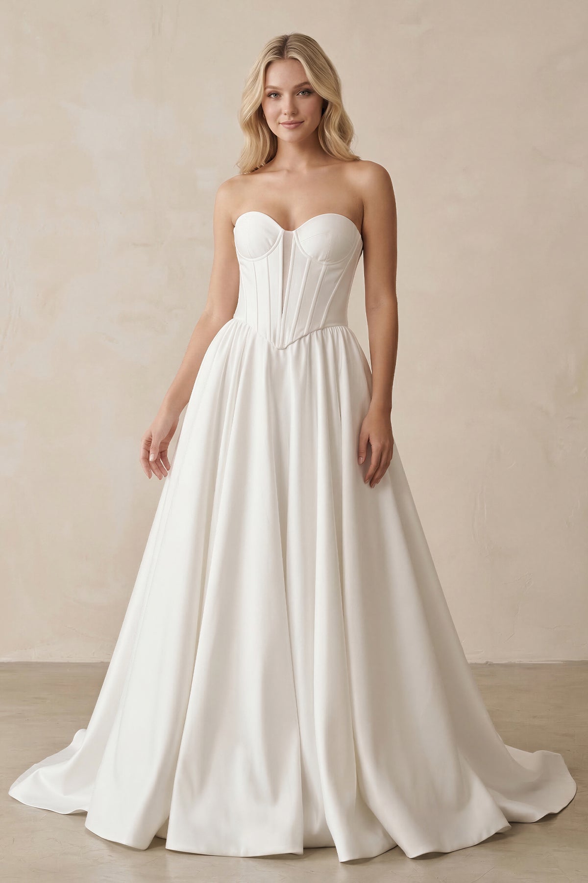 Robe de mariée blanc courte sans manches à corset à dentelle - Harana