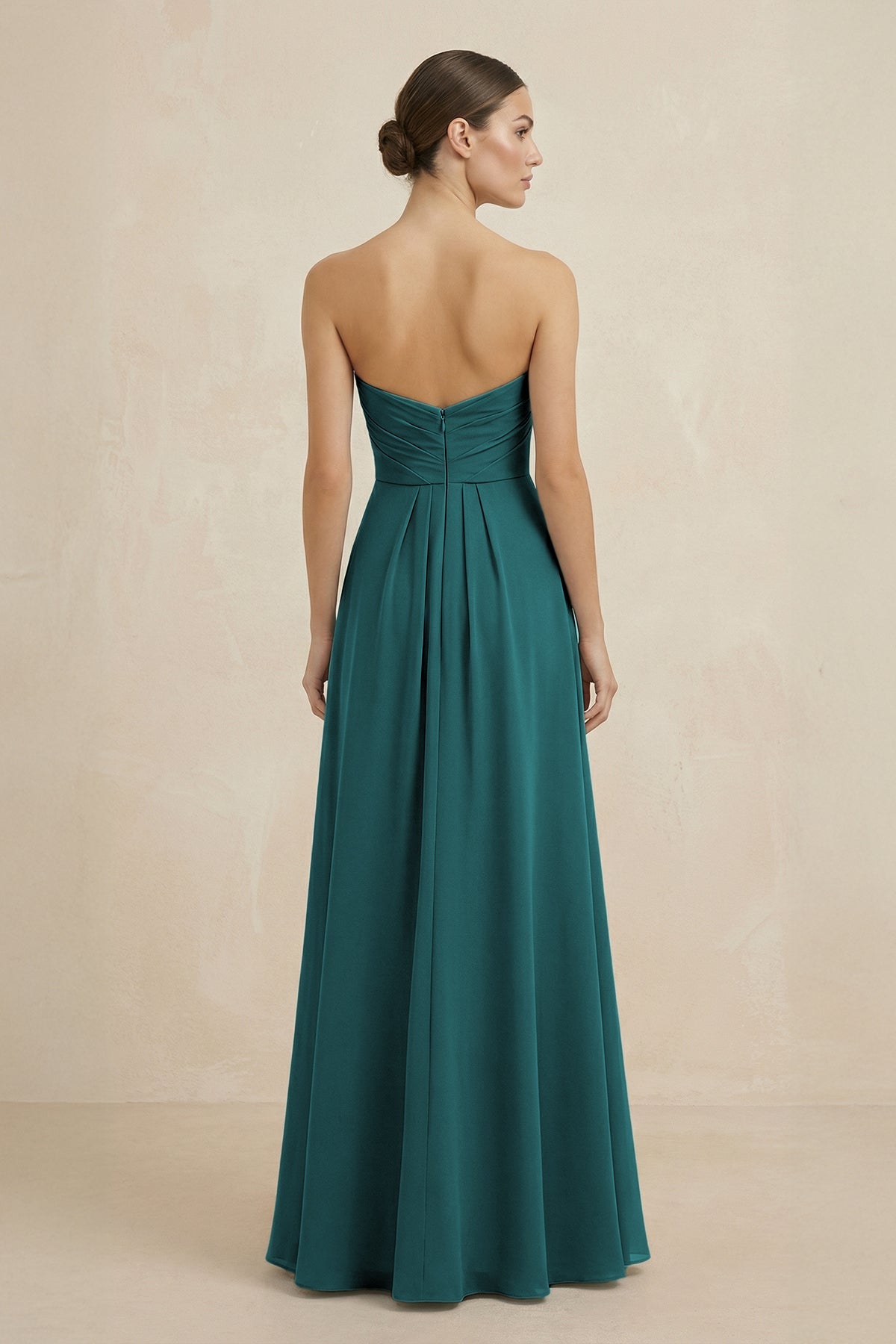 Robe demoiselle d’honneur pine longue sans manches avec fente froncée - Harana