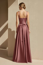 Robe longue coupe trapèze décolleté cœur à corset - Harana