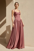 Robe longue coupe trapèze décolleté cœur à corset - Harana