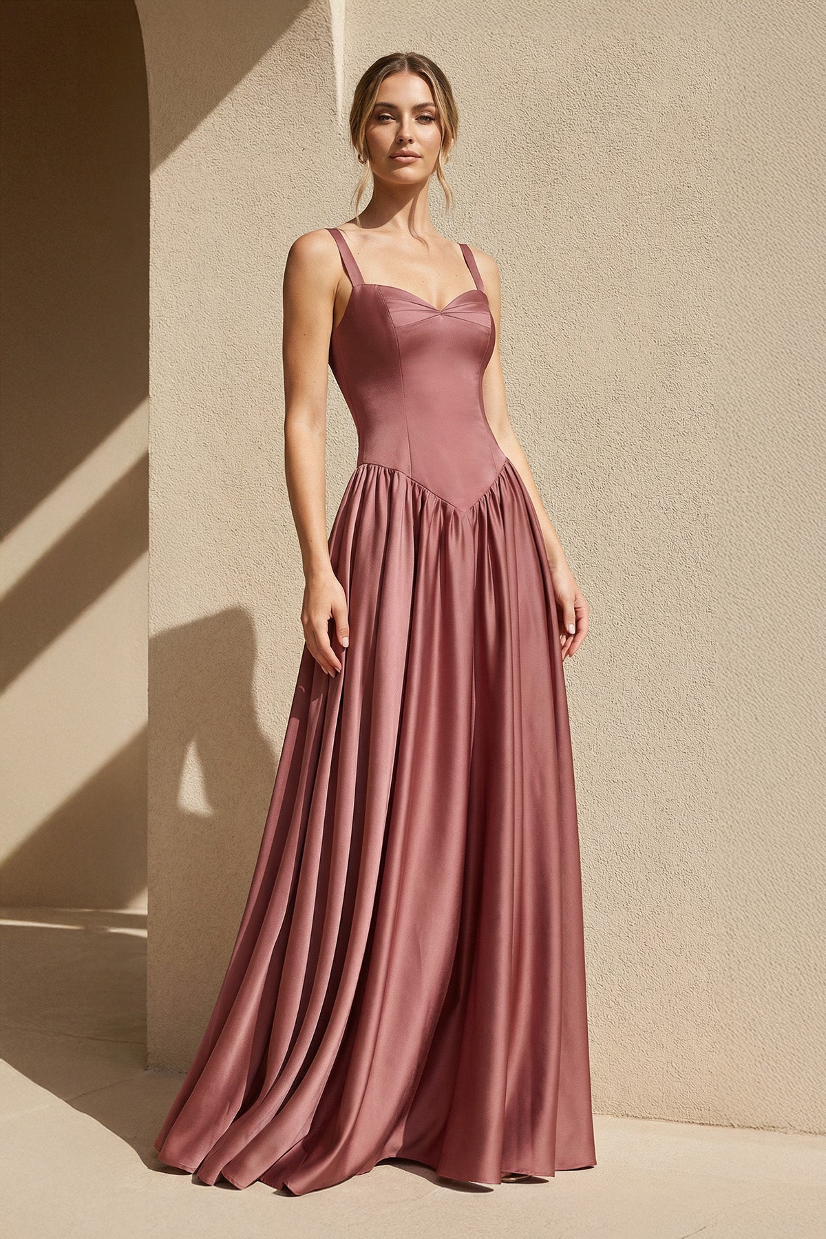 Robe longue coupe trapèze décolleté cœur à corset - Harana