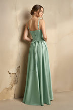 Robe longue coupe trapèze décolleté cœur à corset - Harana