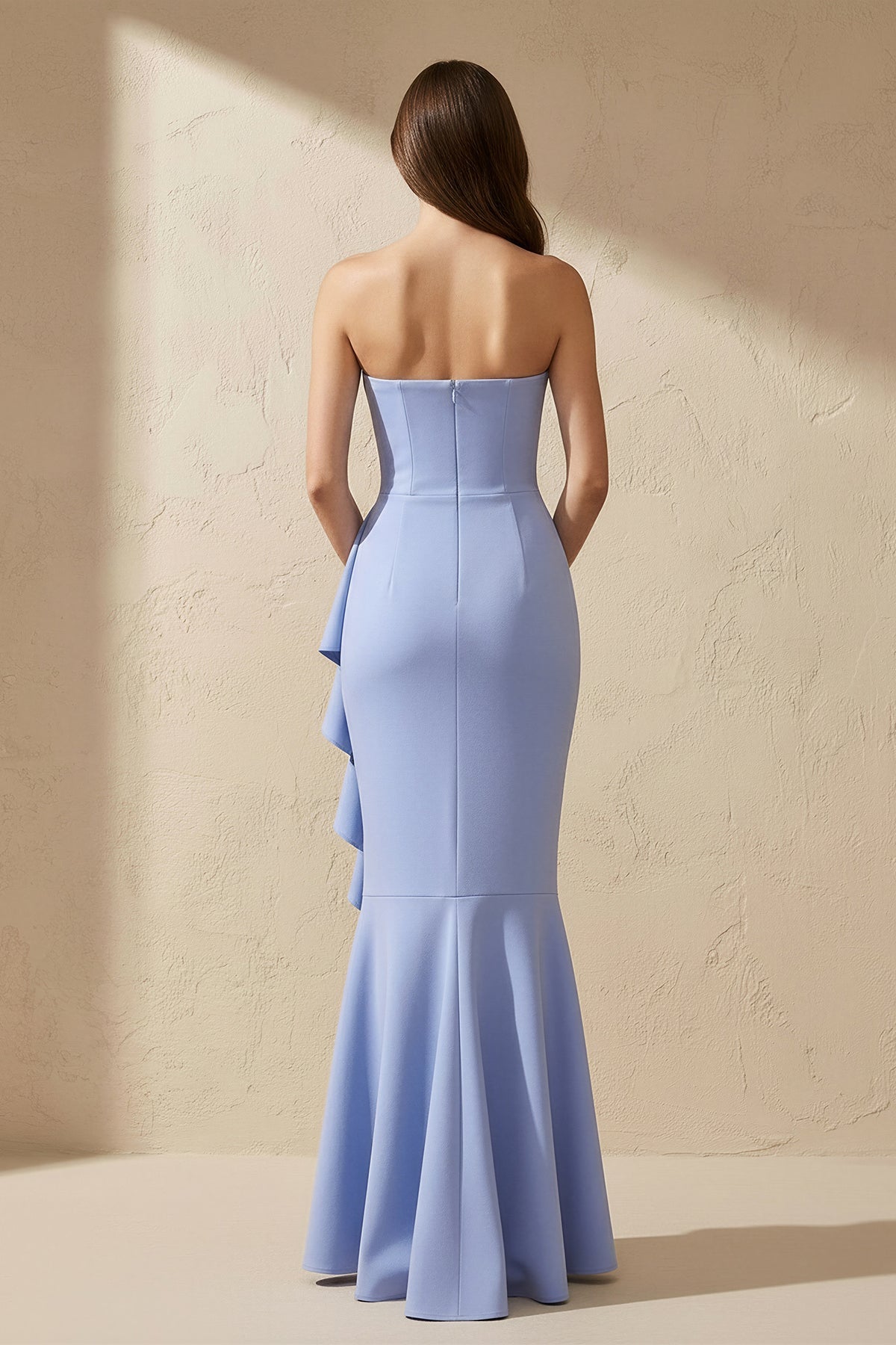 Robe longue bleu ciel décolleté cœur - Harana