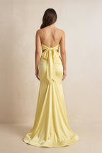Robe longue jaune coupe sirène décolleté cœur - Harana