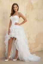 Robe de mariée blanche en dentelle bustier décolleté cœur - Harana