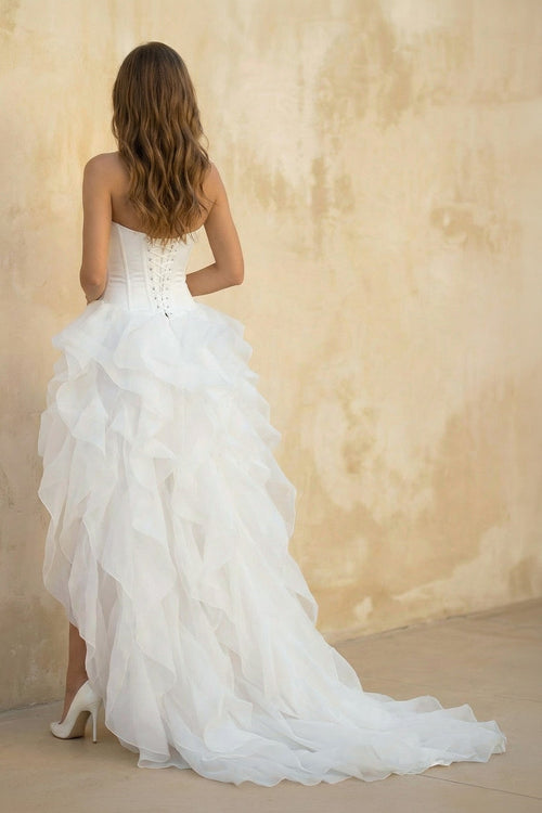 Robe de mariée blanche en dentelle bustier décolleté cœur - Harana