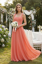 Robe demoiselle d’honneur wild rose longue sans manches plissée en mousseline - Harana