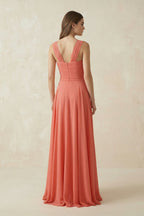 Robe demoiselle d’honneur wild rose longue sans manches plissée en mousseline - Harana