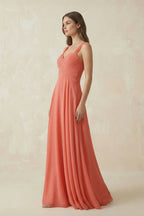 Robe demoiselle d’honneur wild rose longue sans manches plissée en mousseline - Harana
