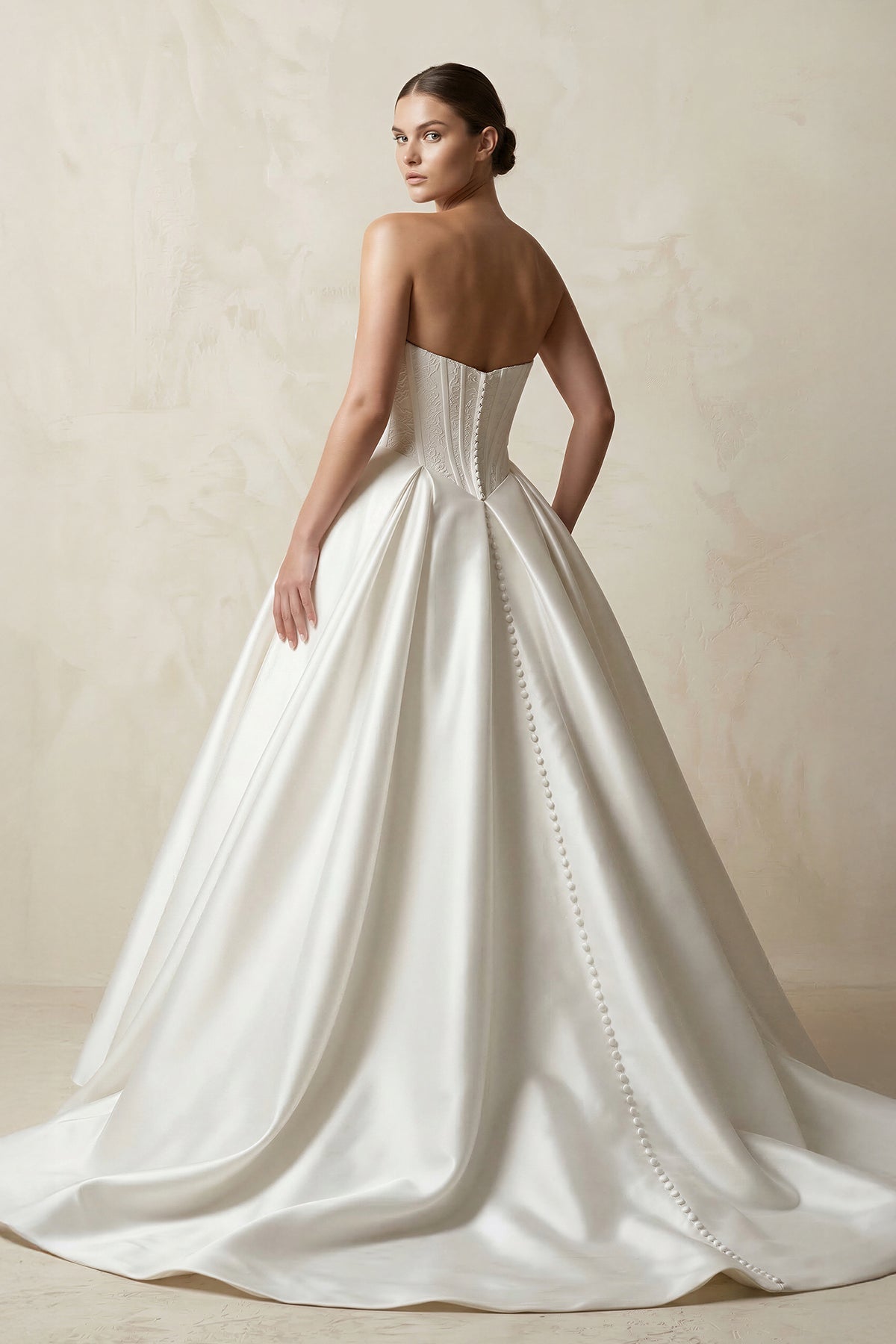 Robe de mariée blanc courte sans manches à corset satinée - Harana