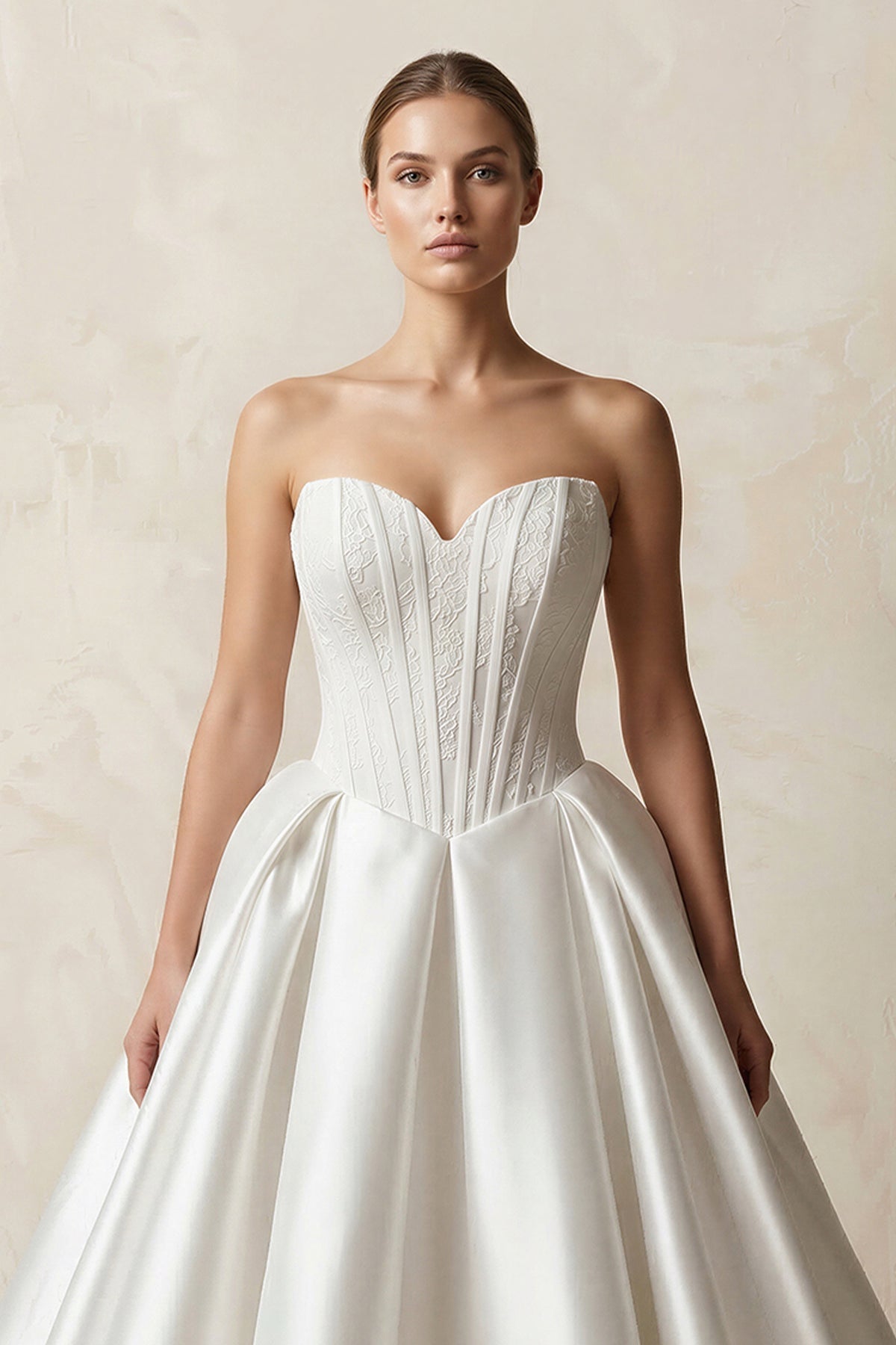 Robe de mariée blanc courte sans manches à corset satinée - Harana