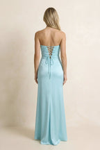 Robe longue aqua décolleté cœur - Harana