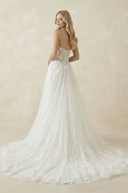 Robe de mariée blanche trapèze en tulle décolleté cœur dos nu - Harana